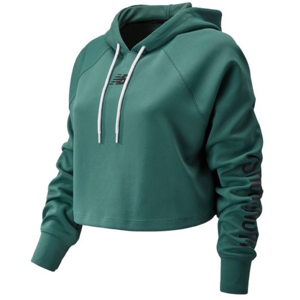 New Balance Full time feminist cropped drawstring hoodie Sample Piece Green